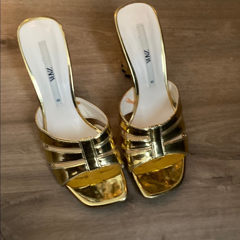Zara Gold Women's Heeled Sandals